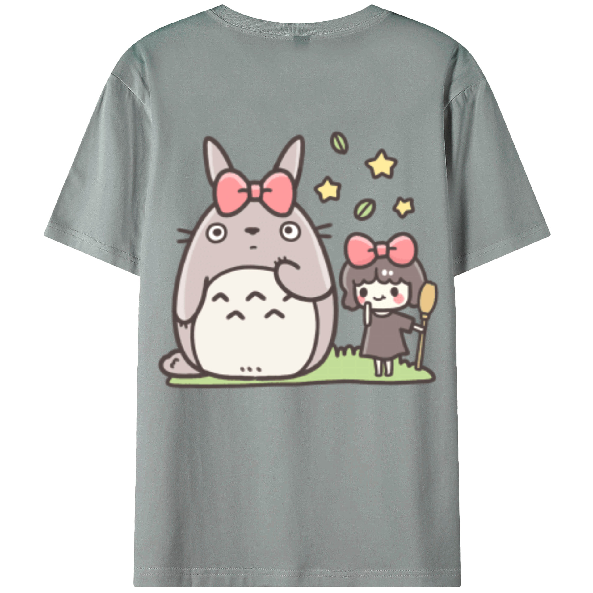（画像用） となりのトトロ 草壁メイ 草壁サツキ My Neighbor Totoro Satsuki Kusakabe Mei Kusakabe 綿100％ メンズ半袖Tシャツ（バックプリント） 通気性